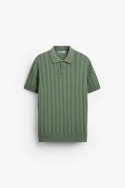 ZARA Camisola / Casacos|Polos^POLO DE MALHA CANELADA Esverdeado