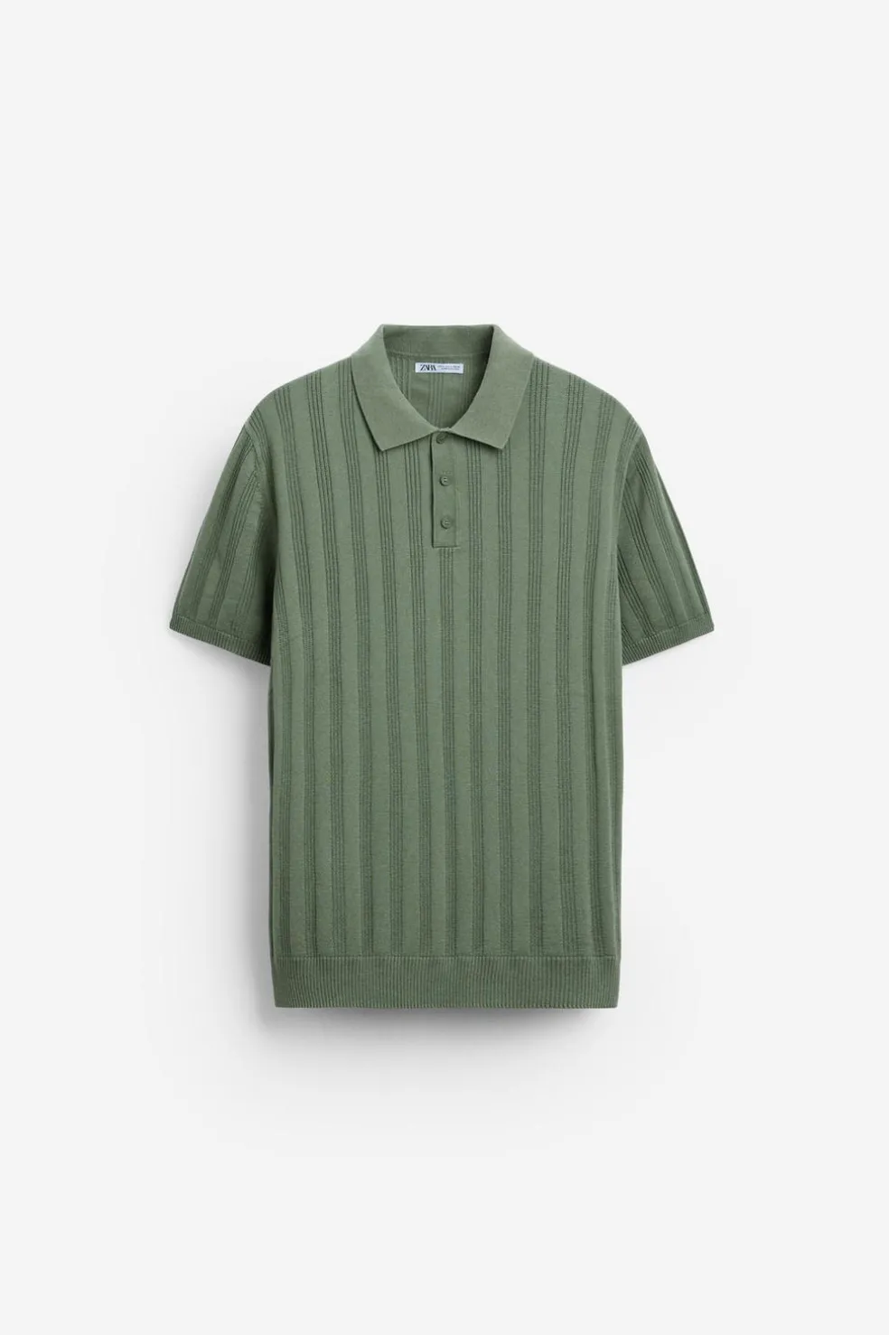 ZARA Camisola / Casacos|Polos^POLO DE MALHA CANELADA Esverdeado