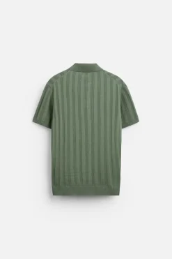 ZARA Camisola / Casacos|Polos^POLO DE MALHA CANELADA Esverdeado
