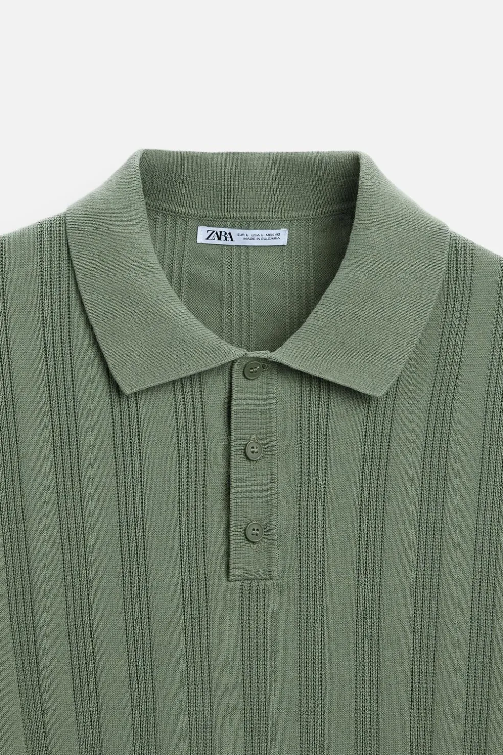ZARA Camisola / Casacos|Polos^POLO DE MALHA CANELADA Esverdeado