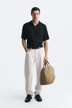 ZARA Camisola / Casacos|Polos^POLO DE MALHA COM BOTÕES Preto