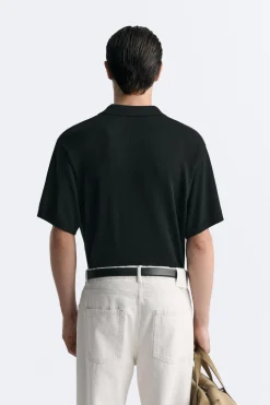 ZARA Camisola / Casacos|Polos^POLO DE MALHA COM BOTÕES Preto