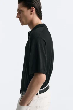 ZARA Camisola / Casacos|Polos^POLO DE MALHA COM BOTÕES Preto