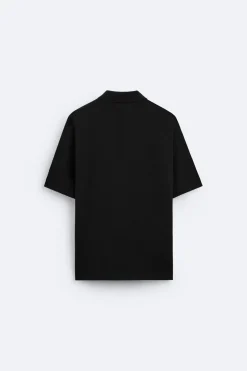 ZARA Camisola / Casacos|Polos^POLO DE MALHA COM BOTÕES Preto
