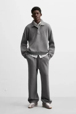 ZARA Camisola / Casacos|Polos^POLO DE MALHA COM COSTURAS IRREGULARES Cinzento-vigoré