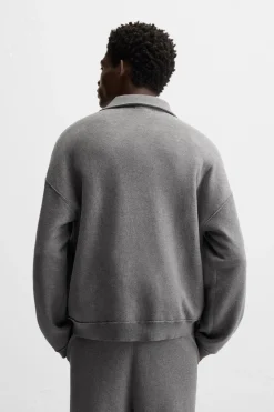 ZARA Camisola / Casacos|Polos^POLO DE MALHA COM COSTURAS IRREGULARES Cinzento-vigoré