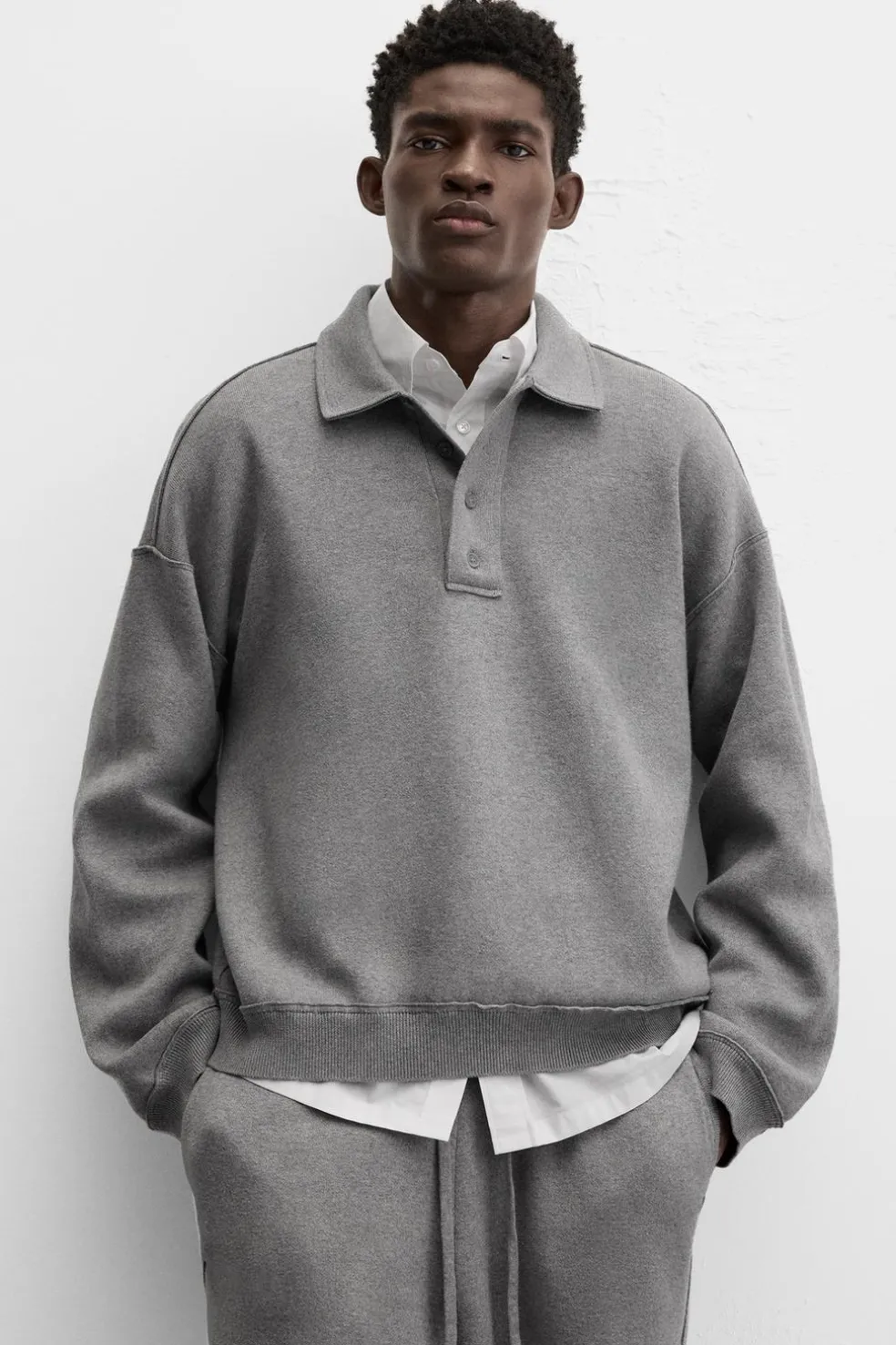 ZARA Camisola / Casacos|Polos^POLO DE MALHA COM COSTURAS IRREGULARES Cinzento-vigoré