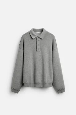 ZARA Camisola / Casacos|Polos^POLO DE MALHA COM COSTURAS IRREGULARES Cinzento-vigoré