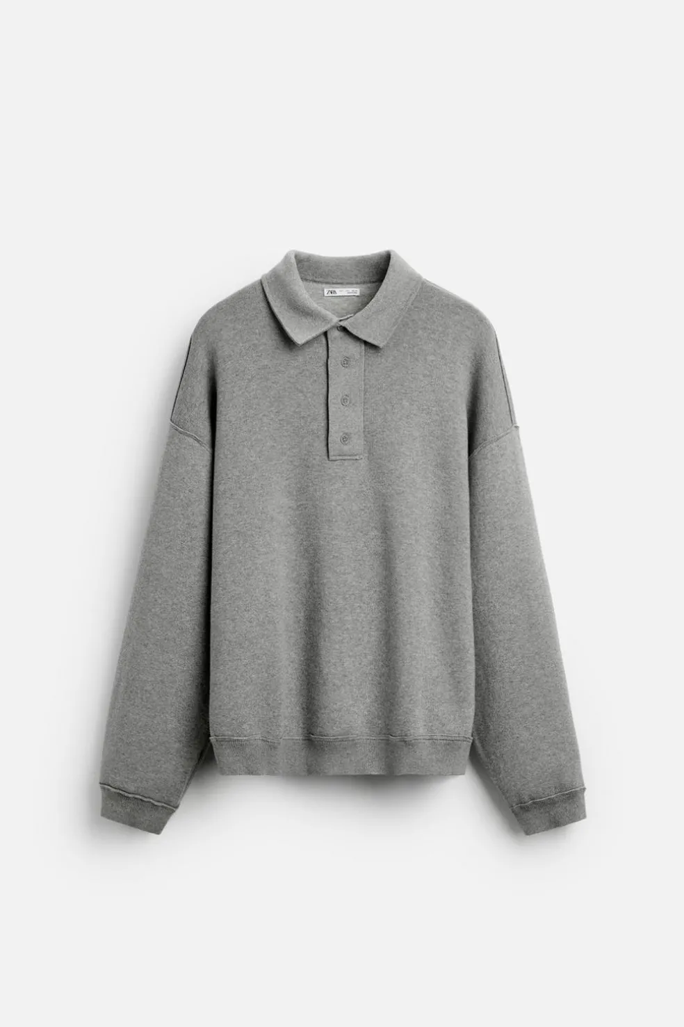 ZARA Camisola / Casacos|Polos^POLO DE MALHA COM COSTURAS IRREGULARES Cinzento-vigoré