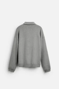 ZARA Camisola / Casacos|Polos^POLO DE MALHA COM COSTURAS IRREGULARES Cinzento-vigoré
