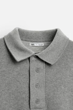 ZARA Camisola / Casacos|Polos^POLO DE MALHA COM COSTURAS IRREGULARES Cinzento-vigoré