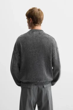 ZARA Camisola / Casacos|Polos^POLO DE MALHA COM EFEITO LAVADO Preto