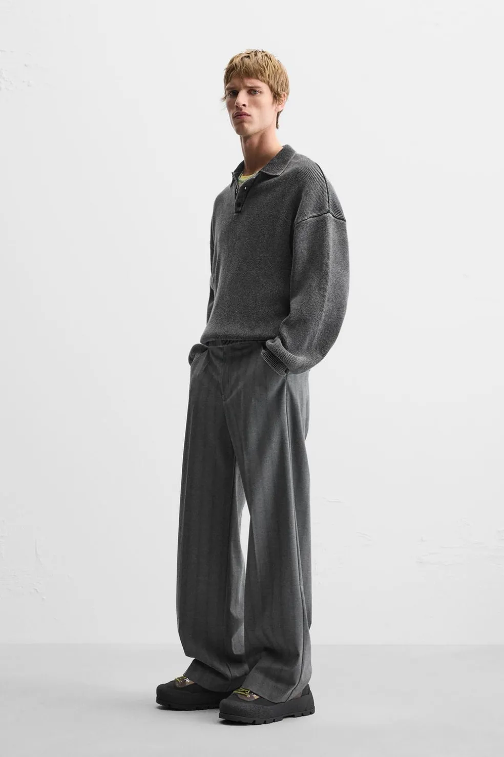 ZARA Camisola / Casacos|Polos^POLO DE MALHA COM EFEITO LAVADO Preto