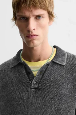 ZARA Camisola / Casacos|Polos^POLO DE MALHA COM EFEITO LAVADO Preto