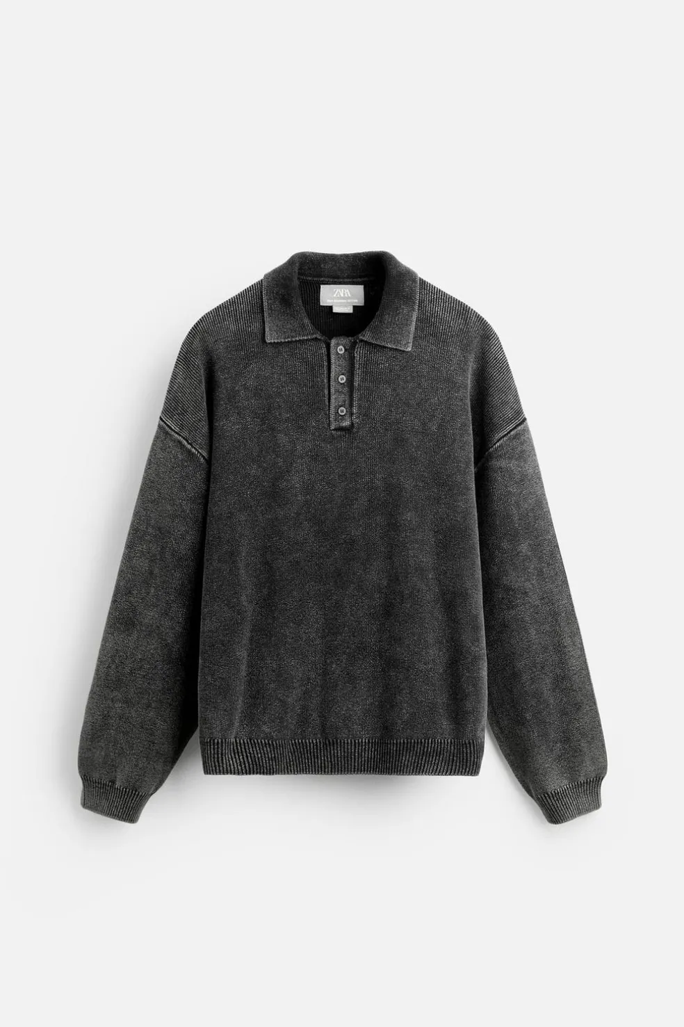 ZARA Camisola / Casacos|Polos^POLO DE MALHA COM EFEITO LAVADO Preto