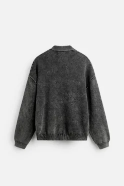 ZARA Camisola / Casacos|Polos^POLO DE MALHA COM EFEITO LAVADO Preto