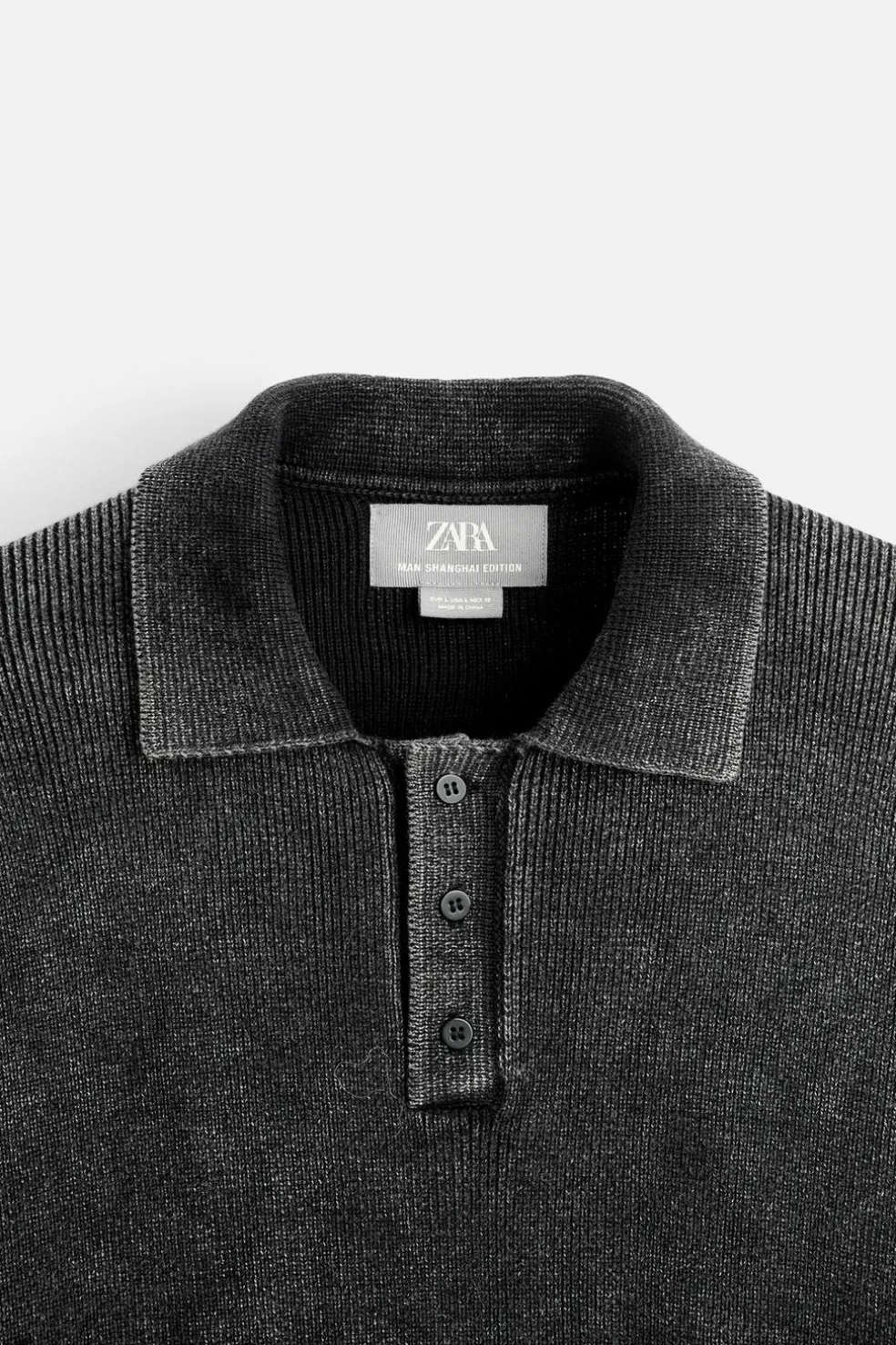 ZARA Camisola / Casacos|Polos^POLO DE MALHA COM EFEITO LAVADO Preto