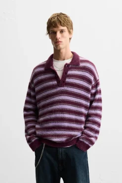 ZARA Camisola / Casacos|Polos^POLO DE MALHA COM EFEITO DE PELO Roxo