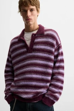 ZARA Camisola / Casacos|Polos^POLO DE MALHA COM EFEITO DE PELO Roxo