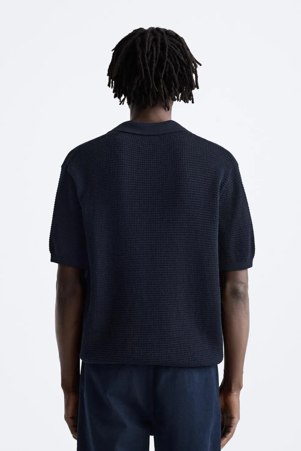 ZARA Camisola / Casacos|Polos^POLO DE MALHA COM ESTRUTURA EM XADREZ PEQUENO Azul-marinho