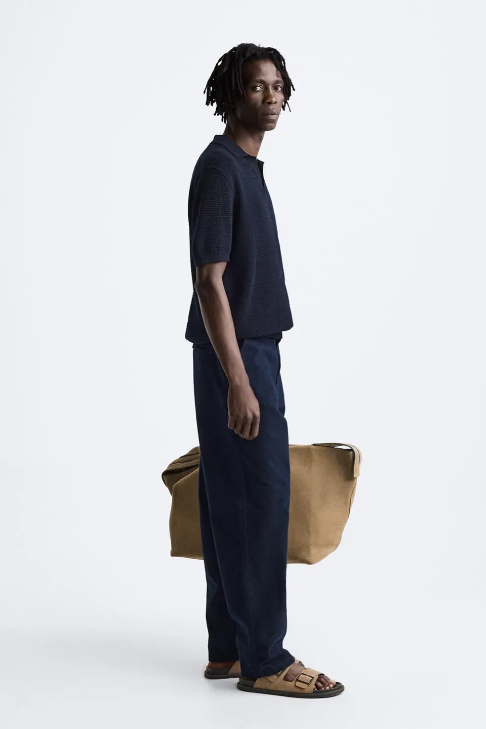 ZARA Camisola / Casacos|Polos^POLO DE MALHA COM ESTRUTURA EM XADREZ PEQUENO Azul-marinho