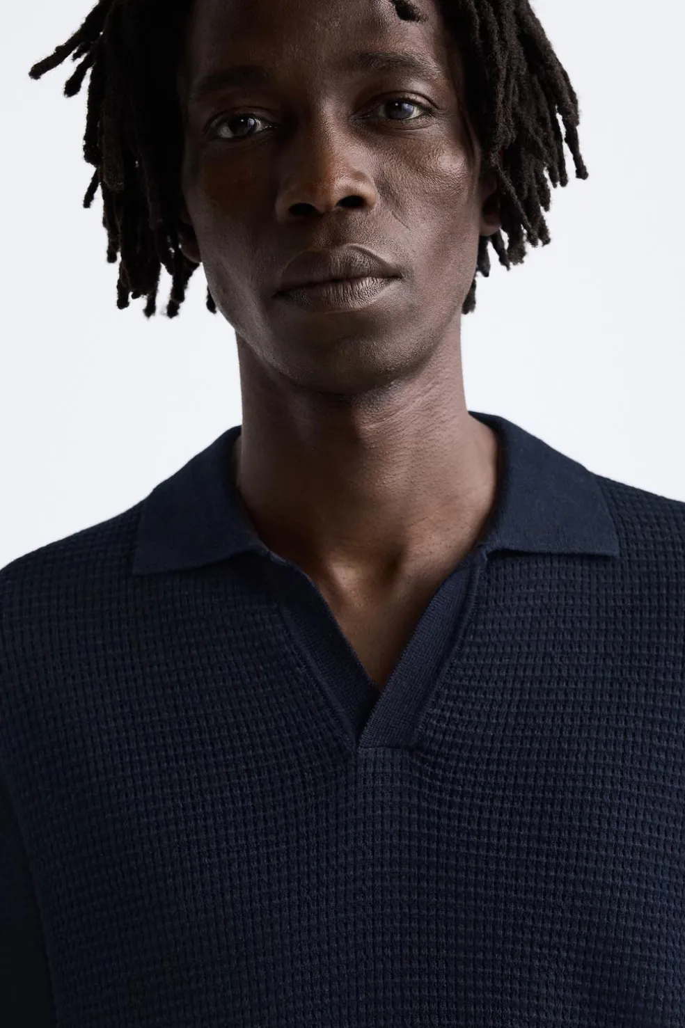 ZARA Camisola / Casacos|Polos^POLO DE MALHA COM ESTRUTURA EM XADREZ PEQUENO Azul-marinho