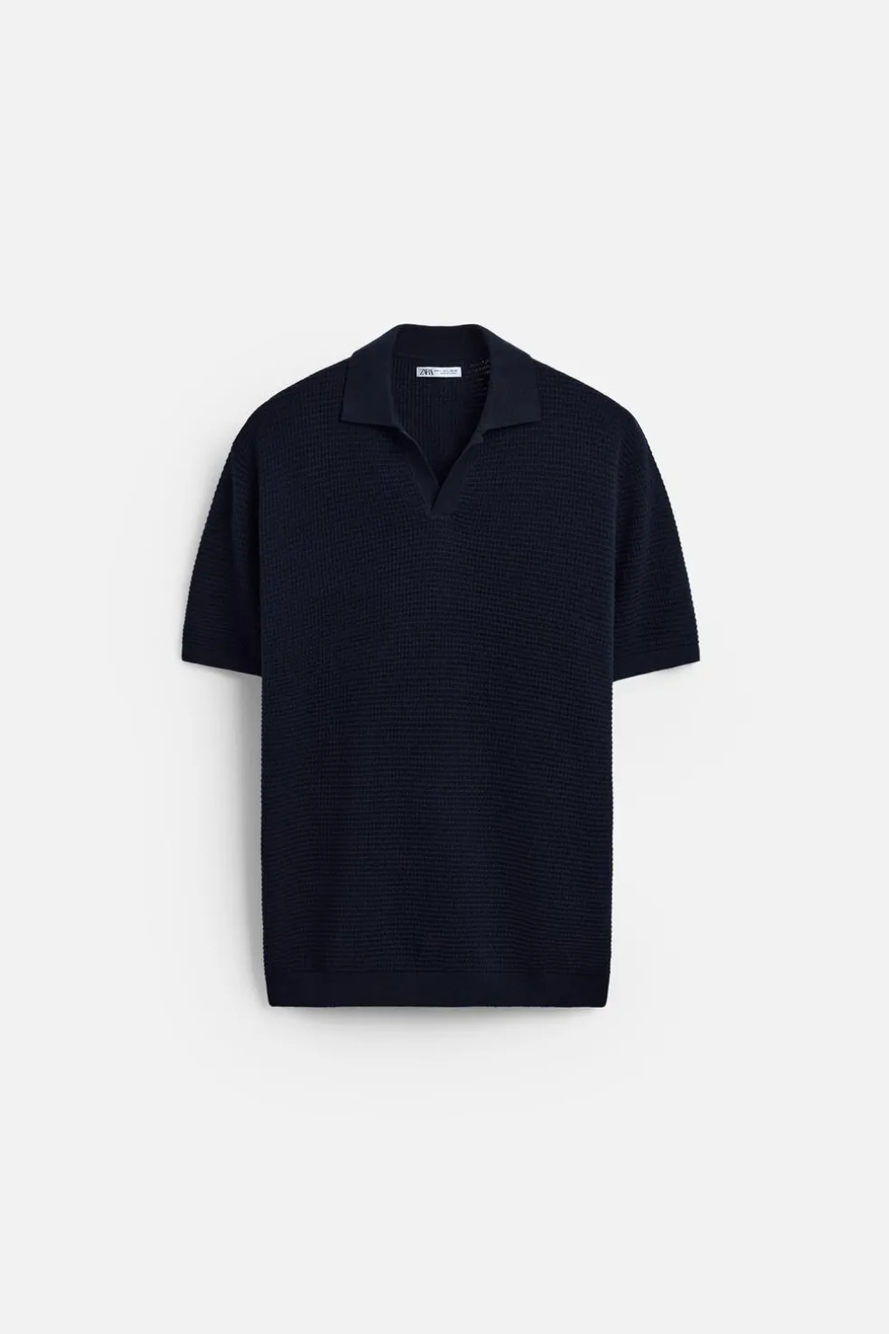 ZARA Camisola / Casacos|Polos^POLO DE MALHA COM ESTRUTURA EM XADREZ PEQUENO Azul-marinho