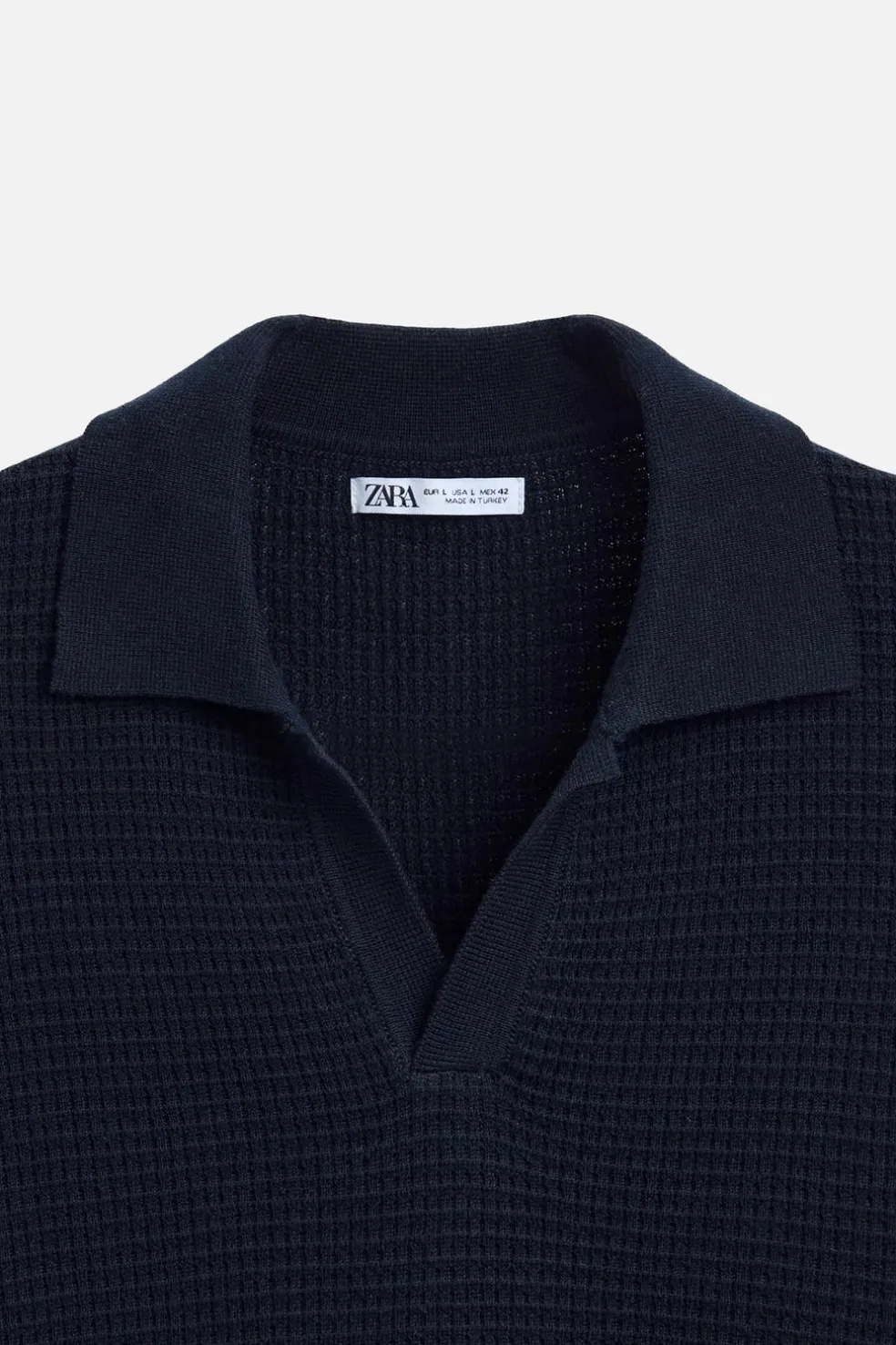 ZARA Camisola / Casacos|Polos^POLO DE MALHA COM ESTRUTURA EM XADREZ PEQUENO Azul-marinho
