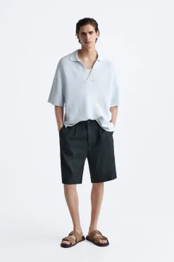 ZARA Camisola / Casacos|Polos^POLO DE MALHA COM ESTRUTURA Azul-claro