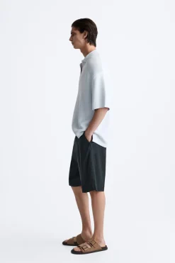 ZARA Camisola / Casacos|Polos^POLO DE MALHA COM ESTRUTURA Azul-claro