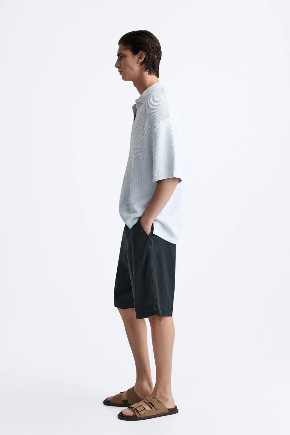 ZARA Camisola / Casacos|Polos^POLO DE MALHA COM ESTRUTURA Azul-claro