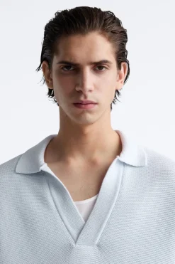 ZARA Camisola / Casacos|Polos^POLO DE MALHA COM ESTRUTURA Azul-claro