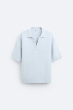 ZARA Camisola / Casacos|Polos^POLO DE MALHA COM ESTRUTURA Azul-claro