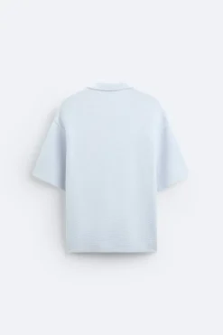 ZARA Camisola / Casacos|Polos^POLO DE MALHA COM ESTRUTURA Azul-claro