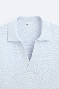 ZARA Camisola / Casacos|Polos^POLO DE MALHA COM ESTRUTURA Azul-claro
