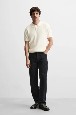 ZARA Camisola / Casacos|Polos^POLO DE MALHA COM ESTRUTURA Branco-marfim