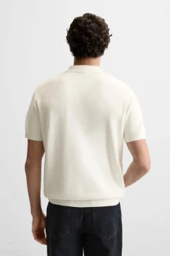 ZARA Camisola / Casacos|Polos^POLO DE MALHA COM ESTRUTURA Branco-marfim