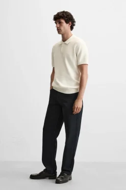 ZARA Camisola / Casacos|Polos^POLO DE MALHA COM ESTRUTURA Branco-marfim