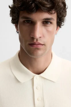 ZARA Camisola / Casacos|Polos^POLO DE MALHA COM ESTRUTURA Branco-marfim