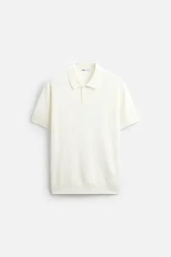 ZARA Camisola / Casacos|Polos^POLO DE MALHA COM ESTRUTURA Branco-marfim