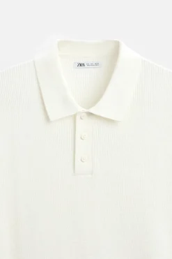 ZARA Camisola / Casacos|Polos^POLO DE MALHA COM ESTRUTURA Branco-marfim