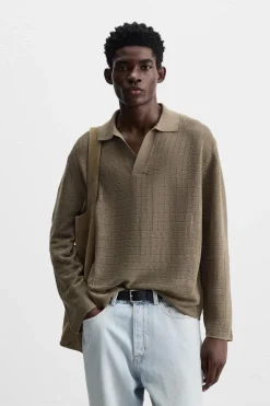 ZARA Camisola / Casacos|Polos^POLO DE MALHA COM ESTRUTURA torrado