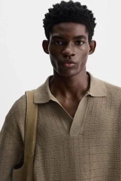 ZARA Camisola / Casacos|Polos^POLO DE MALHA COM ESTRUTURA torrado