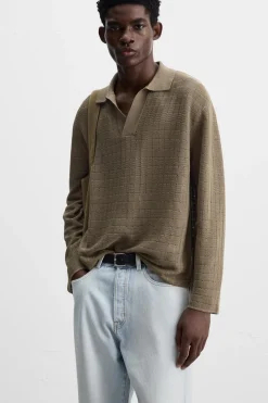 ZARA Camisola / Casacos|Polos^POLO DE MALHA COM ESTRUTURA torrado