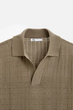 ZARA Camisola / Casacos|Polos^POLO DE MALHA COM ESTRUTURA torrado