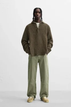 ZARA Camisola / Casacos|Polos^POLO DE MALHA COM ESTRUTURA Caqui