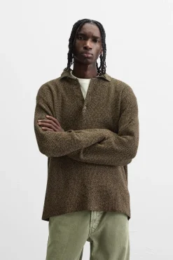 ZARA Camisola / Casacos|Polos^POLO DE MALHA COM ESTRUTURA Caqui