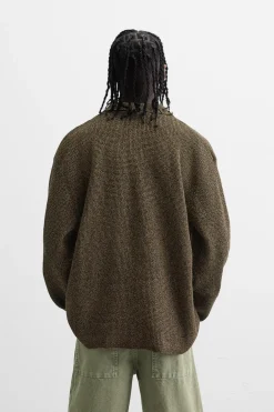 ZARA Camisola / Casacos|Polos^POLO DE MALHA COM ESTRUTURA Caqui