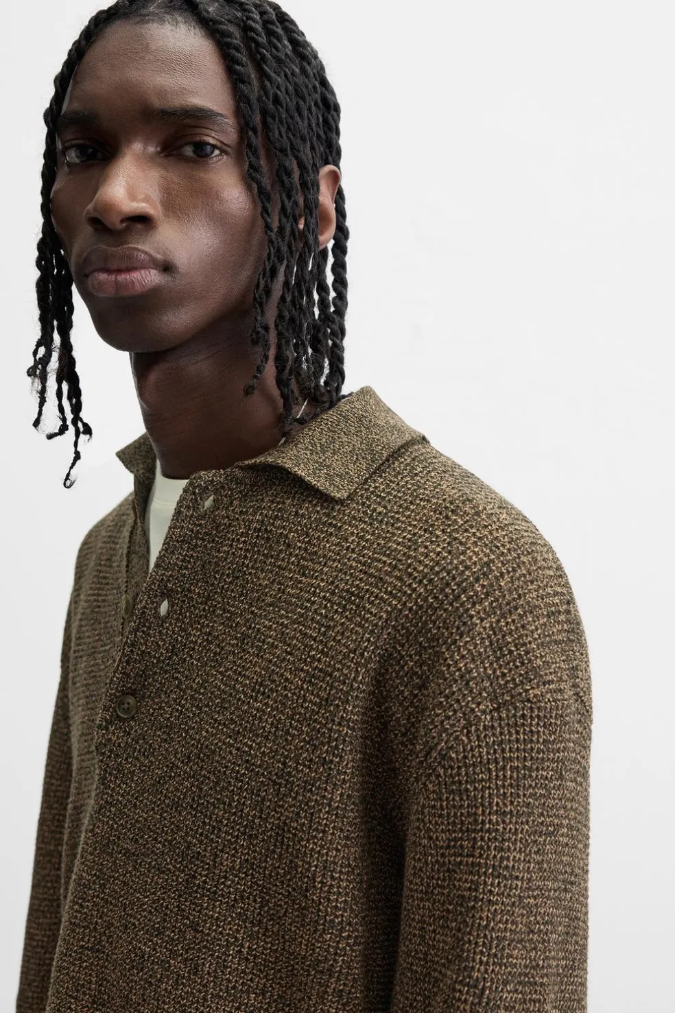 ZARA Camisola / Casacos|Polos^POLO DE MALHA COM ESTRUTURA Caqui