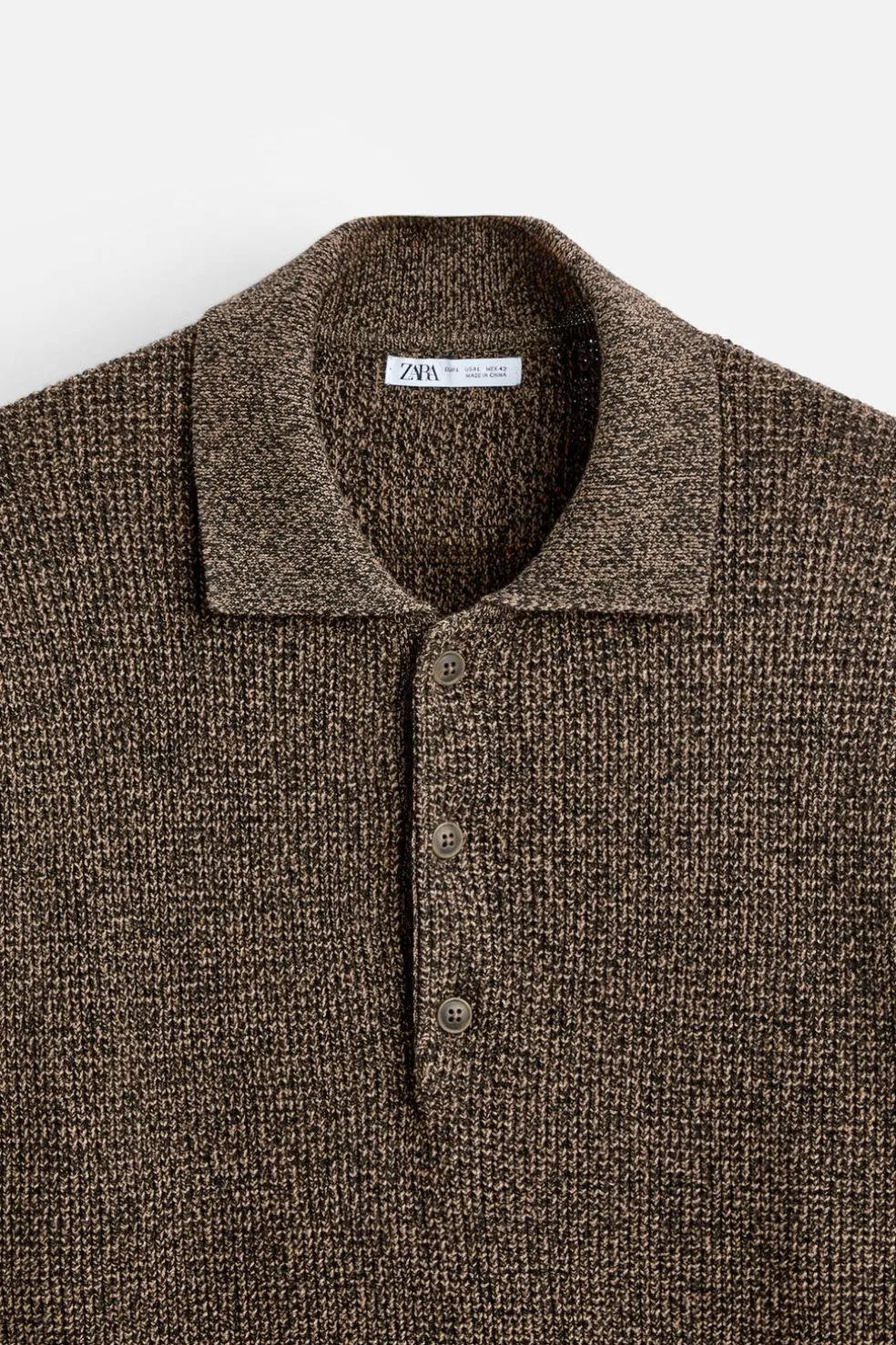 ZARA Camisola / Casacos|Polos^POLO DE MALHA COM ESTRUTURA Caqui